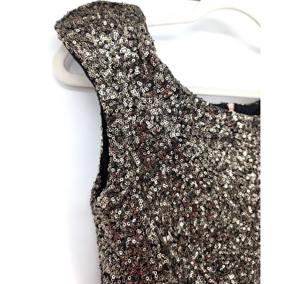 Minkpink Gold Sequin Sparkly Bodycon Glam Club Puff Shoulder Mini Dress Small - Picture 6 of 10
